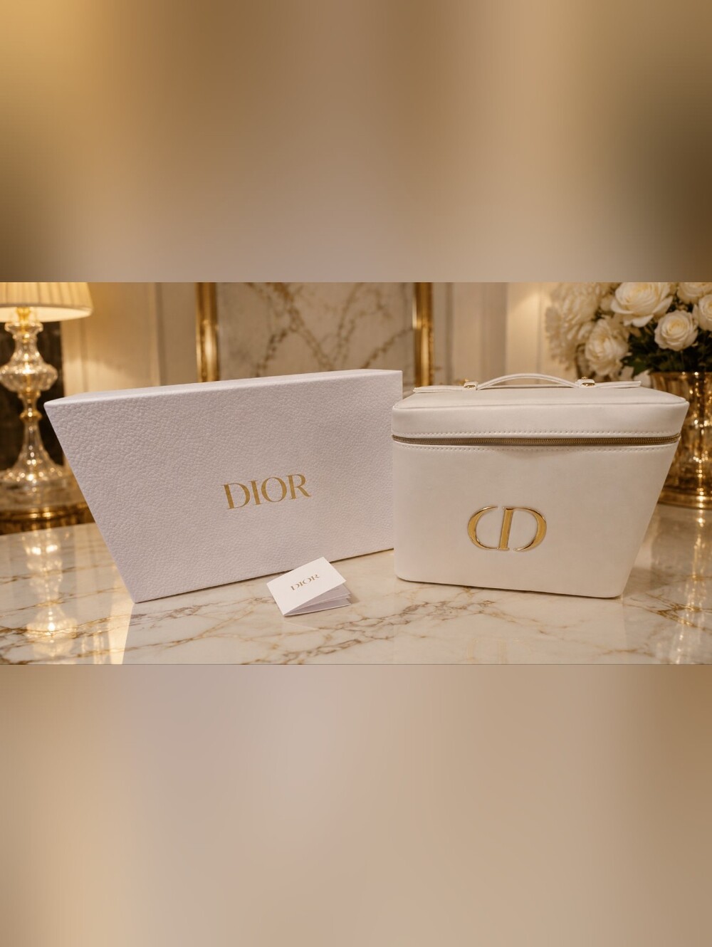 Authentic DIOR Luxury Cosmetic Train Case  – White With Gold Hardware - NWT - Picture 3 of 10